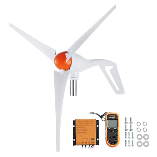 VEVOR 12V-500W Wind Turbine Generator Kit with Anemometer, 3-Blade Wind Power Generator, MPPT Controller & Adjustable Windward Direction, Suitable for Home, RVs, Boats, Farm - style: 12V 500W 3-Blade with Anemometer