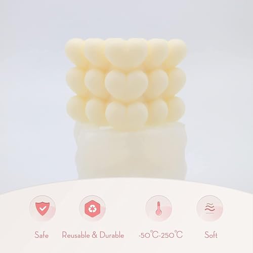 Bubble Candle Molds - Silicone Mold for Candles Making, DIY 3D Moulds for Soy Wax, Beeswax, Scented Candle, Valentine's Day Gifts (Heart Bubble) - color: Heart Bubble