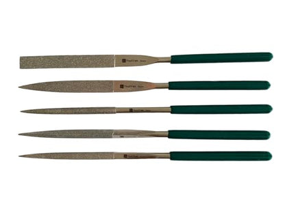 5 Pcs Diamond Needle File Set, Mini Metal File Diamond File Set, Miniature and Model Files, Small File Jewelry Stone Carving Tools - Round Triangular Square Flat Shape Half-Round (7") - size: 7"