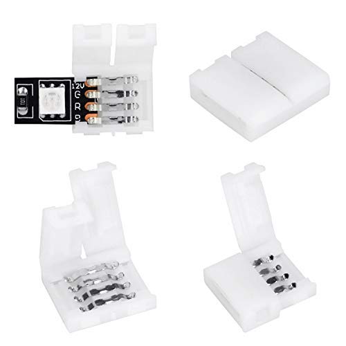 WENHSIN 10Packs 4-Pin RGB LED Light Strip Connectors 10mm Unwired Gapless Solderless Adapter Terminal Extension - size: 10MM-4PIN