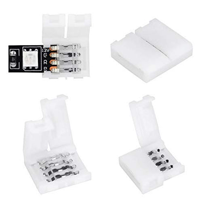 WENHSIN 10Packs 4-Pin RGB LED Light Strip Connectors 10mm Unwired Gapless Solderless Adapter Terminal Extension - size: 10MM-4PIN