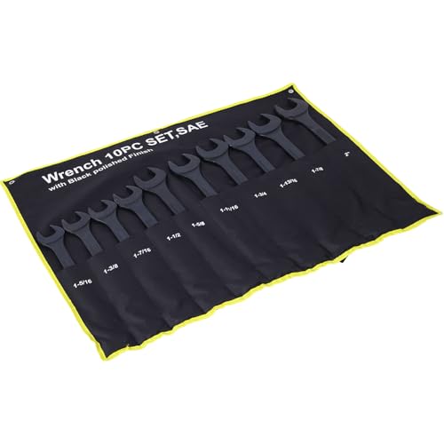 SAE Jumbo Combination Wrench Set, Extra Large 10 Piece 1-5/16'' to 2'' Open-End Wrench Set for Large Vehicles, Black Oxide Finish - color: Sae - 10 Piece