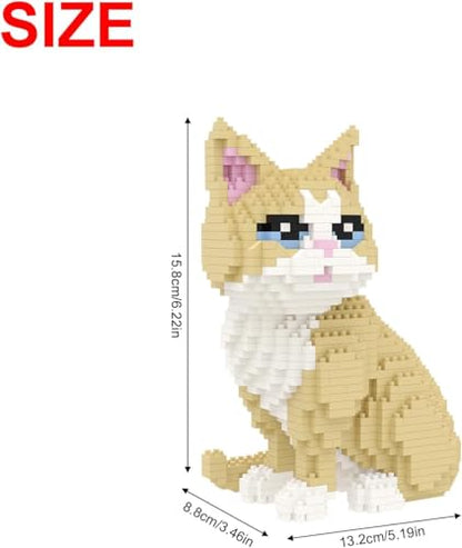 Larcele 924 Pcs Golden Shorthair Cat Pet Micro Blocks Gift Kids 8+ KLJM-05 - style: Golden Shorthair