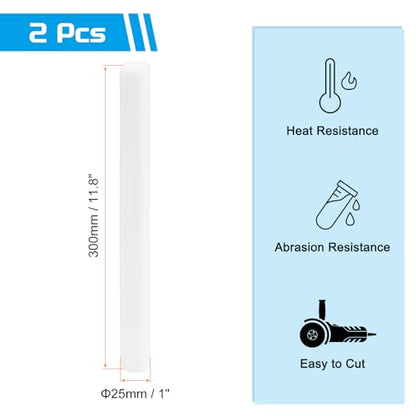 MECCANIXITY ABS Plastic Rod Round Solid Bar 25 mm x 300mm White for DIY Model Material, Architectural Model Making, DIY Sand Table, Pack of 2 - color: White, size: 25 mm x 300mm