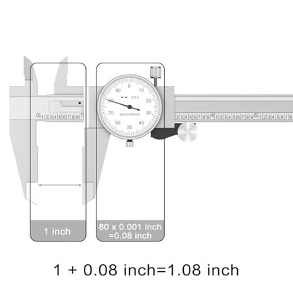 HDLNKAK Dial Caliper Shockproof with Watch 0-9" Range - color: Silver