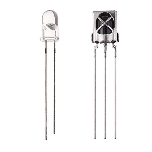 BOJACK LED Infrared Emitter and IR Receiver Diode, LEDs Infrared Emission and Receiver Tube for Arduino （Pack of 10 Pairs）