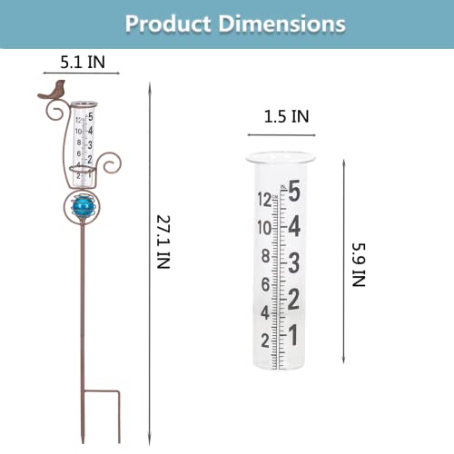 27'' Tall Rain Gauge Outdoor with Luminous Beads - color: Luminous Beads