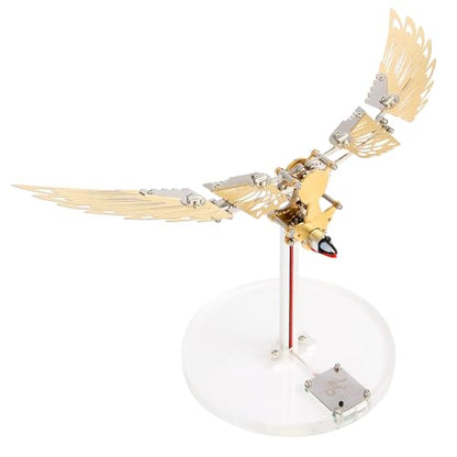 Flying Wings 3D Metal Puzzle Kit - Mechanical Biomimetic Wings with Micro Motor, DIY Kinetic Sculpture for Adults, Precision Electroplating Craftsmanship & Interactive STEM Model Gift（Golden） - color: Golden