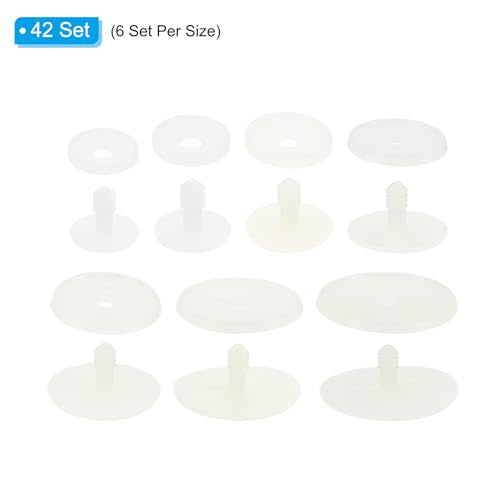 PATIKIL 15, 20, 25, 30, 35, 40, 45mm Doll Joints, 42 Set Plastic Removable Animal Joints Connector Engage Bolt for Bear Limbs Making Head Joints DIY Crafts