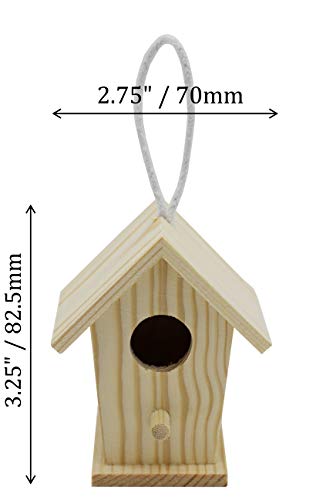 Creative Hobbies 12-Pack of Mini Wooden Bird Houses to Paint, with Hanging Cords, Unfinished DIY Design Your Own Great for Crafts, Weddings, Bible Camp and More!