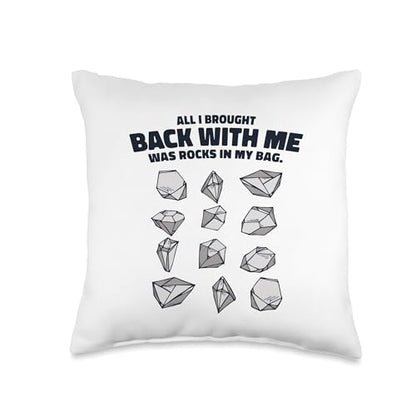 Best Rocks And Minerals Kit Guide Collection Gifts All Brought Back was Rocks in My Bag Mineral Collector Throw Pillow, 16x16, Multicolor - size: 16x16