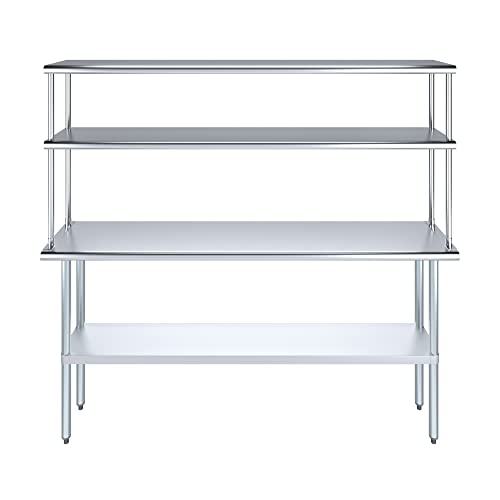 Amgood Stainless Steel Work Table Double Tier Overshelf | NSF (14" x 72" Work Table + 12" Overshelf) - size: 14" x 72" Work Table + 12" Overshelf