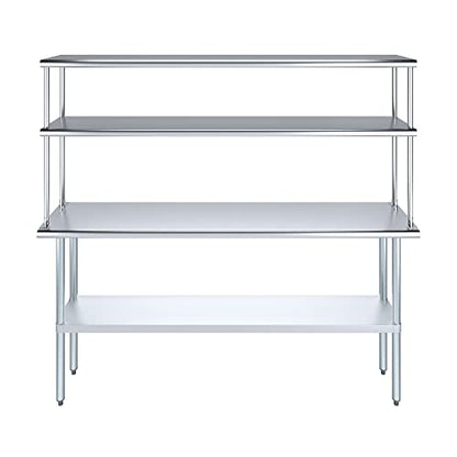 Amgood Stainless Steel Work Table Double Tier Overshelf | NSF (14" x 72" Work Table + 12" Overshelf) - size: 14" x 72" Work Table + 12" Overshelf