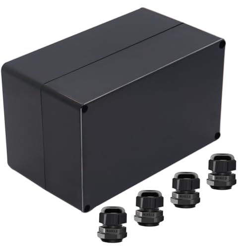 Junction Box IP65 Waterproof ABS Plastic Electrical Project Case Power Junction Boxes, Project Box with 4 PCS M16 Cable Glands 7.87x4.72x4.45 inch (200 x 120 x113 mm) - color: Black, size: 7.87"x4.72"x4.45"