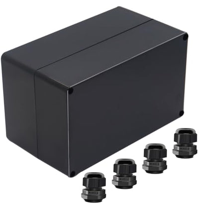 Junction Box IP65 Waterproof ABS Plastic Electrical Project Case Power Junction Boxes, Project Box with 4 PCS M16 Cable Glands 7.87x4.72x4.45 inch (200 x 120 x113 mm) - color: Black, size: 7.87"x4.72"x4.45"