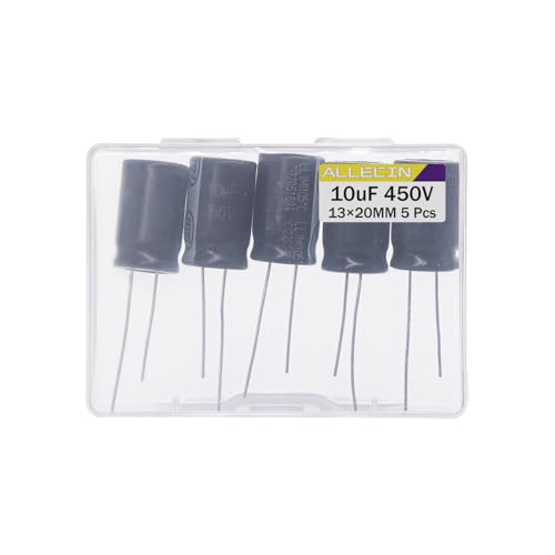 10uF 450V 13x20mm Electrolytic Capacitor 10 UF MFD 450 Volt 0.51x0.79in Aluminum Capacitors (Pack of 5) - style: 10uF 450V 13x20MM