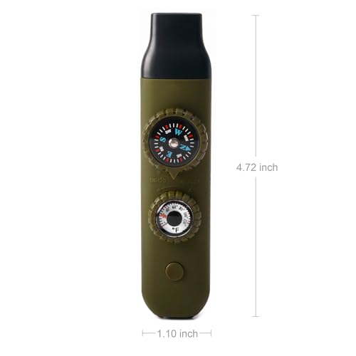 Emergency Survival Safety Whistle，Whistle for Kids with Lanyard,Compass,Thermometer,Ideal for Kayaking, Boating, Hiking, Camping, Climbing - color: Army Green Whistle