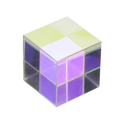 PATIKIL 1Pcs Cube Prism 30mm K9 Crystal Dispersion Prism AB Color - size: 30mm
