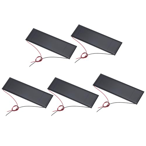 MECCANIXITY 5 Pcs 6V 0.6W 100mA Mini Solar Panels, Small Polycrystalline Solar Cell Panel with 2 Cable for DIY Electric Toy Materials Kits Charger, 120mm x 38mm - style: 6V 0.6W 100mA