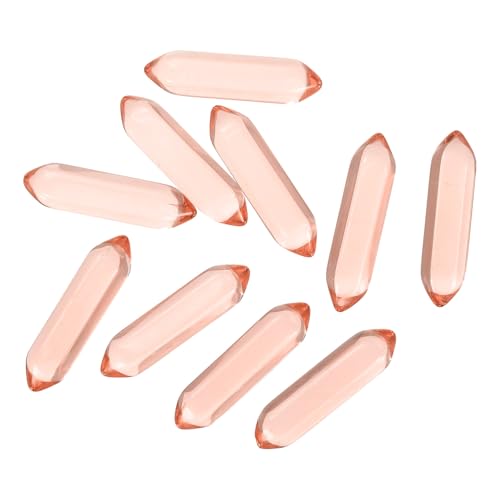 MECCANIXITY 10 Pack Light Red Quartz Crystals, Polished Crystals Bulk Hexagonal Shaped Meditation Gemstone for Jewelry Making Energy Balance Accessories Gifts - color: Light Red