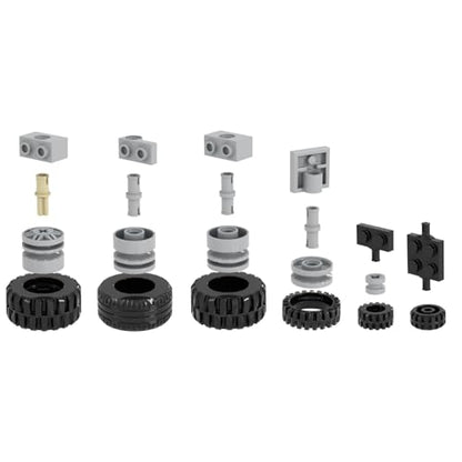 226PCS Wheels and Axles Sets Car Parts Building Kit with Tires, Windshield, Chassis & Steering Wheel Compatible with Major Brands
