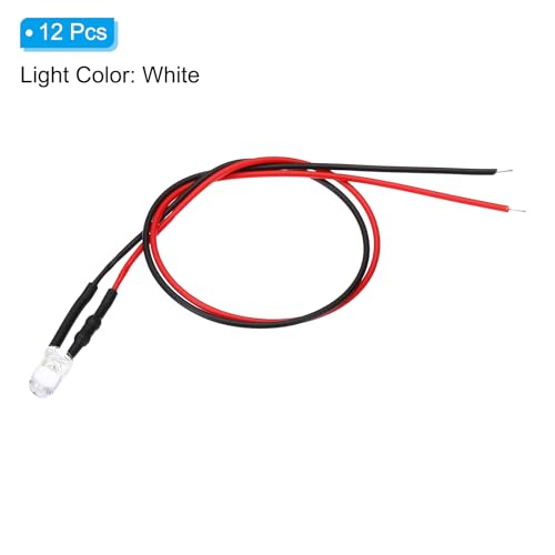 PATIKIL 5mm LED Diode Light 12 Pcs 3V DC White Light - color: White, size: 3V