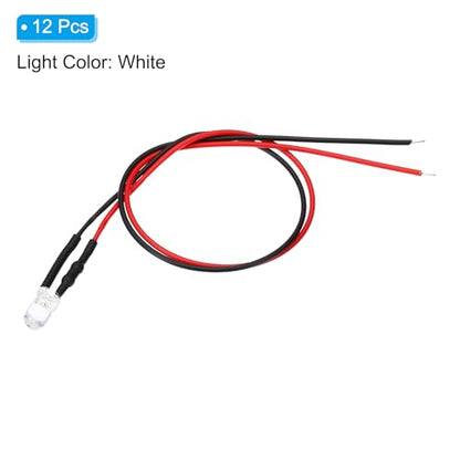 PATIKIL 5mm LED Diode Light 12 Pcs 6V DC White Light - color: White, size: 6V