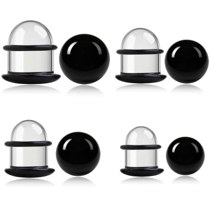 GEMQUEEN 24 Pcs 0.5mm Increments Glass Ear Stretching Kit Hypoallergenic - color: Black, size: 17mm-20mm | 8pcs