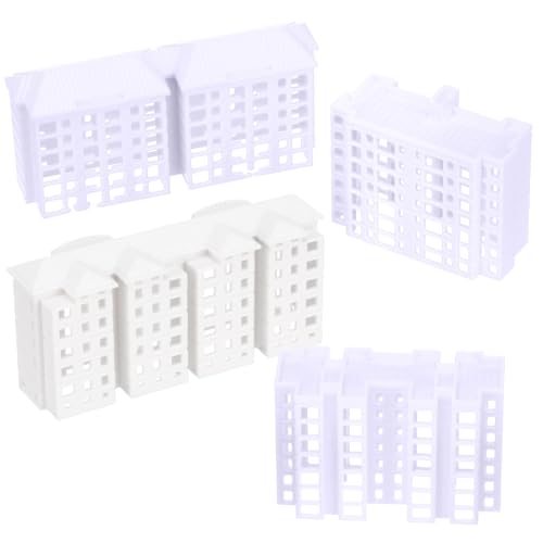 Vaguelly Miniature Apartment Building Model 4 Pack Plastic Dollhouse Accessories for DIY Miniature Buildings Architectural Models Sand Table Layouts Tabletop Decor 2.99 X 1.37 X 0.82 in