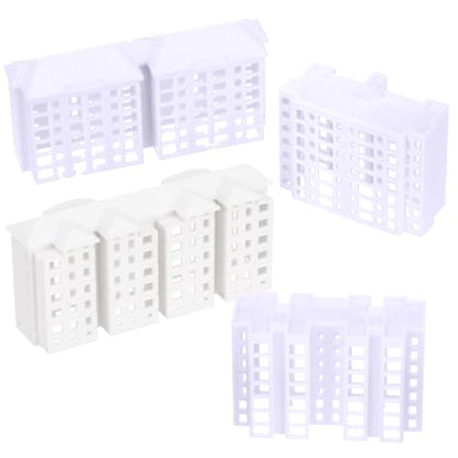 Vaguelly Miniature Apartment Building Model 4 Pack Plastic Dollhouse Accessories for DIY Miniature Buildings Architectural Models Sand Table Layouts Tabletop Decor 2.99 X 1.37 X 0.82 in
