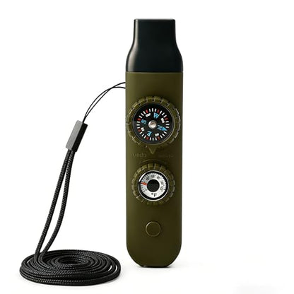 Multifunctional Survival Emergency Whistle for with Compass Hiking Survival, Thermometer & Neck Lanyard | Emergency Safety Gear for Hiking, Camping, Kayaking, Boating, Climbing - color: army green