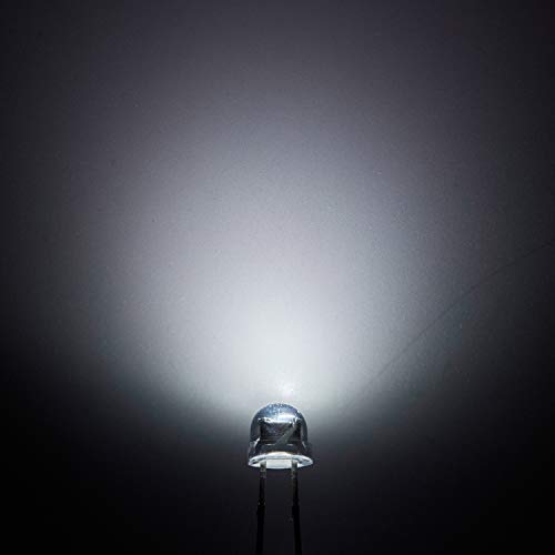 CHANZON 100 pcs 5mm White Straw Hat LED Diode Lights (DC 3V 20mA) - color: A) White (100pcs)