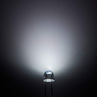 CHANZON 100 pcs 5mm White Straw Hat LED Diode Lights (DC 3V 20mA) - color: A) White (100pcs)
