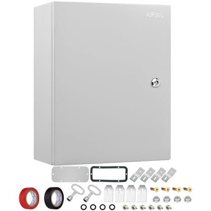 Steel Electrical Junction Box, 24 x 16 x 12 Waterproof & Dustproof Electrical Enclosure, Outdoor & Indoor Universal Project Box with Lock & Mounting Plate - size: 24 x 16 x 12"