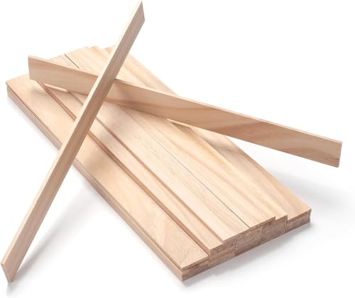 Wooden Dowels for Crafts, Wood Trim Wood Strips Slats for Wall 1/8" × 1" × 12", 30 PCS Square Dowel Rods Wooden Sticks for Crafts, Unfinished Hardwood Sticks Flat Lumber Boards for Woodworking - size: 1/8x1x12 in - 30PCS