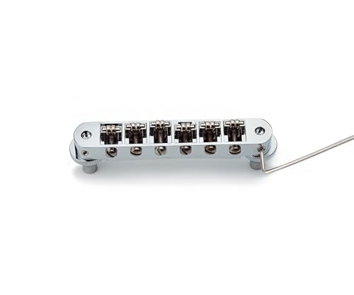 Guyker Tune-O-Matic Roller Saddle Bridge - String Space 10.5mm Guitar Bridges with Post Hole 4.2mm Replacement Compatible with Les Paul LP SG 6 String Electric Guitar GM015, Chrome - color: GM015, Chrome