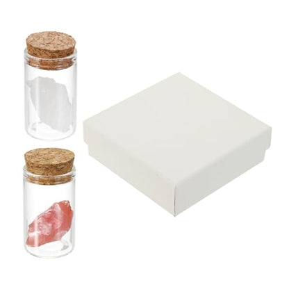 uxcell 2Pcs Crystal Gemstone Bottles, Natural Crystal Stone Bulk with Glass Display Jar Mini Stuff Collectible Adornments for Home Office Centerpiece Collection Gift, White/Watermelon Red - color: White/Watermelon Red