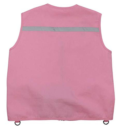 Kids Cargo Vest for Boys and Girls with Reflective Safety Straps - color: Pink, size: Large-X-Large