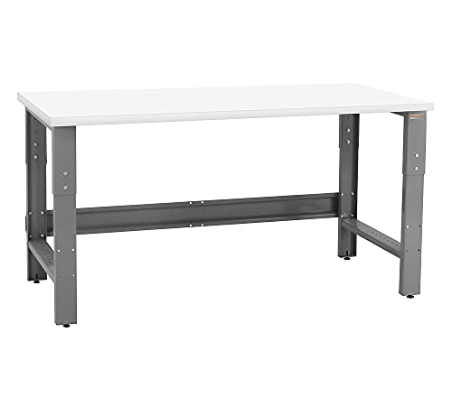 Table & Workbench: 1" Thick Laminate Top, Height Adjustable Bench - 24" D x 48" L x 30" - 36" H - by BenchPro - size: 24" D x 48" L, style: Plastic Laminate