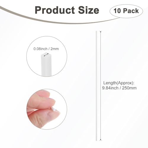 M METERXITY 10-Pack Square Plastic Bars Rods, 2mm x 250mm ABS Smooth Plastic Tube Rod for DIY Craft Sticks/Sand Table Model/Scene Making, Easy to Cut and Paint[White] - size: 2mm x 250mm