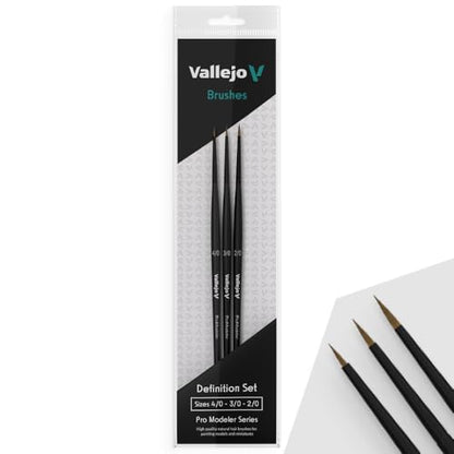 Vallejo - Pro Modeler Series Definition Set, Natural Hair Brushes - color: Modeler