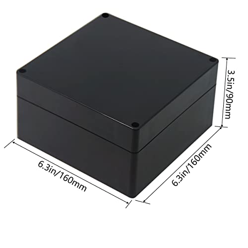 Junction Box, Zulkit Project Box IP65 Waterproof Outdoor Box ABS Plastic Electrical Boxes Electronic Enclosure Black 6.3 x 6.3 x 3.5 inch(160 x 160 x 90 mm)(Pack of 1) - size: 6.3" x 6.3" x 3.5"(Pack of 1)