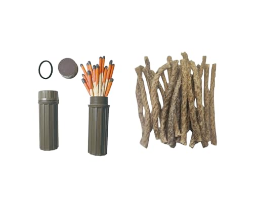 eGreen 20-100 Windproof Stormproof Matches Waterproof Cases & Rope Options - style: 2 X Matches + 20 Ropes