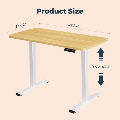47''x24''One-Piece Adjustable Small Standing Desk for Home Office - color: Maple, size: 4724
