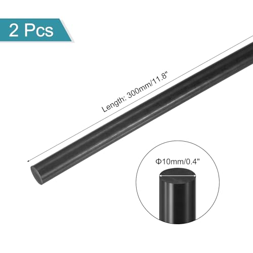 MECCANIXITY ABS Plastic Rod 10mm x 300mm Black Pack of 2 Pcs - color: Black, size: 10mm x 300mm