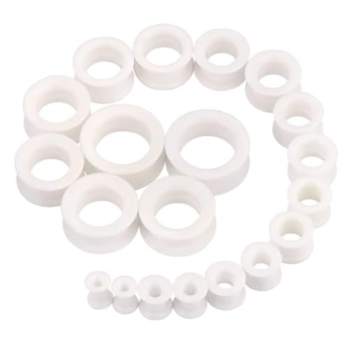 Oyaface 20 PCS Piercing Tunnel Set Soft/Hard Silicone Flesh Ear Plugs 2g-25mm Flexible Ear Stretching Gauge Expander - color: Glow in Dark