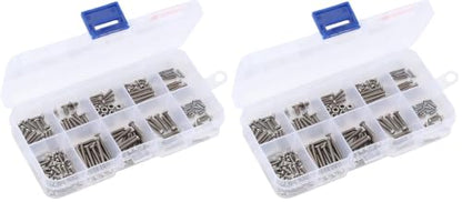 INJORA Screws Pins Nuts M1.6 M2 M2.5 Grade 12.9 Stainless Steel Hex Screws Hardware Kit for TRX4M 1/18 RC Crawler Car (Pack of 2) - size: One Size (Pack of 2)