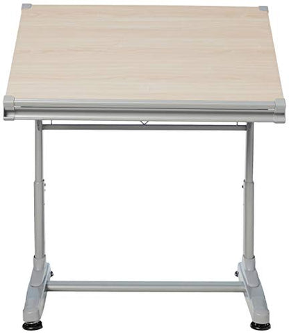 Stand Up Desk Store Adjustable Height and Angle Drafting Table Drawing Desk with Large Surface (Silver Frame/Birch Top, 40" W X 26" D) - color: Birch/Silver