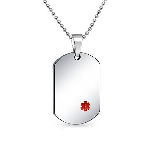Medical Alert Identification ID Dog Tag Pendant Necklace Stainless Steel - style: Pacemaker Medium