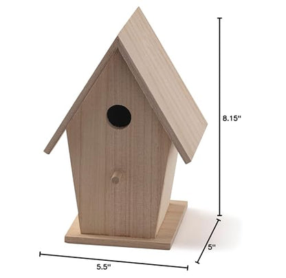 Make Market 8.5" Wood Birdhouse - Unfinished Birdhouse Made of 100% Wood, Outdoor Nesting Boxes - Bulk 8 Pack